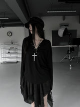 ドット ルーズフィット スナップフードTシャツ (3color)