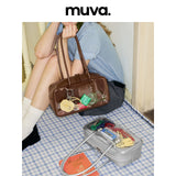 muva. Beaded Shoulder Hobo Bag, Large‑Capacity Genuine‑Leather Underarm Purse, Original Niche Designer Style, New Arrival May 17