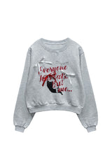 CHARLOTTE CAT RIBBON SWEATSHIRT / WHITE-MELANGE