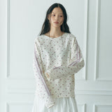 Waffle Raglan Tee (Flower_ivory)