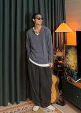 Pigment Henley Neck Long Sleeve 3COLOR