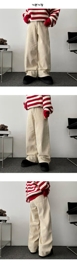 Pled corduroy wide pants[3 Tier Length]
