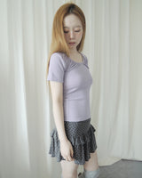 SUGAR SHIRRING SLIM SHORT SLEEVE T-SHIRT