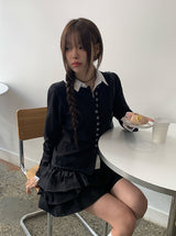 ブーフリルティアードバンディングキュロットミニスカート
