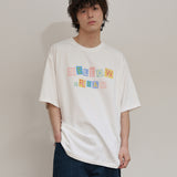 MELLOW DREAM Check Letter Half T-shirt