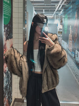 Kuro Two Way Fur Hooded Zip-up