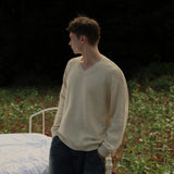 Retro Pattern V-Neck Knitwear - Ivory