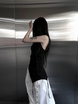 clean unbalanced strap sleeveless (2color)