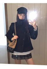 ロイヤルブラックハイネックウールジャケット