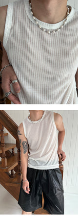 [S/S] See through sleeveless (5color)