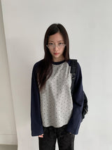 26SS★ [BAONHAUS] ケトゥンドットカラーマッチングラグランTシャツ