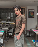 リンザー レタリング カラー マッチング ショート スリーブ Tシャツ
