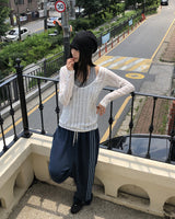 オーバーサイズフィットパンチングシースルー長袖ニット