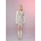 [Girly Fancy Club]  Smocked patchwork fake two-piece dress