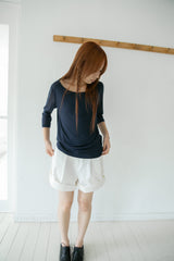 see-through sleeve capri sleeve top(3colors)