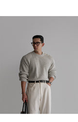 Wool Button Round Knit [Gray]