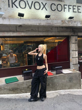 string low-rise cargo pants