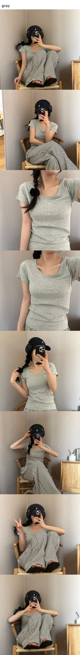 Fluffy Modal. スパンデックス半袖Tシャツ