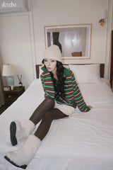 Tree Stripe V-neck Long Sleeve Knitwear