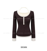 Newz Two-Tone Halter Layered Long Sleeve