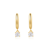 Gold Drop Solitaire 925 Silver Ring Earring E061-08G