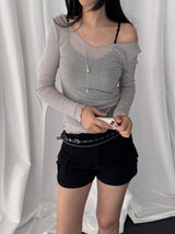 Accree V-neck sheer T-shirt