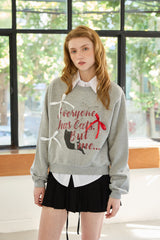  CHARLOTTE CAT RIBBON SWEATSHIRT / MELANGE