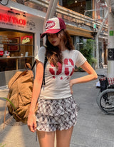 90 Printing Short Sleeve Slim T-shirt