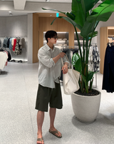 [ LOOKPLE x LEBELMENT ] クールピンタックリネンワイドショーツ