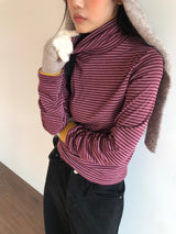 Ray Striped Turtleneck T-shirt (4 Colors)