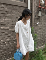 Muse Lace V-Neck Over Fit Layered Mini One Piece