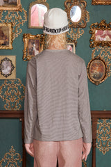 LOGO STRIPE LONG SLEEVE T SHIRT / GREY