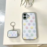 [MADE][Glossy Glass Silver Bumper Case] パステルドット