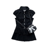 Medium black dots vintage bow frame bag (handmade bag)