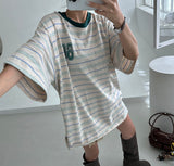 Lucky striped oversized fit short-sleeved T-shirt