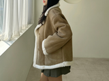 (100% SHEEPSKIN🐑🤎) 2 COLORS キュートフェミニンバターセミショートマウンテンコート