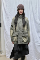 Washed High-Neck Field Jacket_Khaki