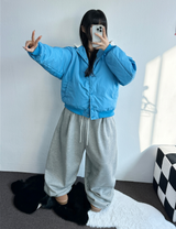 FLEECE❤TWO PINTUCK PARACHUTE LONG PANTS 🖤🤍🩶3COLOR