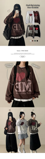 i❤️ME Crack Vintage Printed Sweatshirt