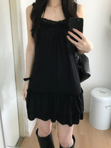 Pintuck Frill Mini Dress (2 colors)
