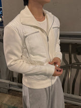 Banded zipper knit puffer jacket