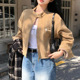 【BELLIDE MADE】バンドカラー スエード クロップジャケット