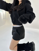 (STRETCH♥/FLEECE♥) Y2Kウールローライズマイクロショートパンツ