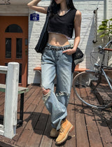 アイシングビンテージダメージバルーンデニムパンツ