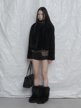 [mnem] ファーカラージャケット (black)