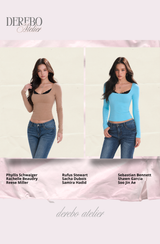 Mint Blue Square Long-Sleeve T-Shirt
