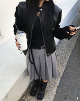 ベルトプリーツロングスカート