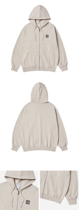25SS BOX BASIC LOGO HOODIE ZIP UP ESSENTIAL BEIGE