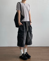 Ribbed Muscle Fit Henley neck Short Sleeve