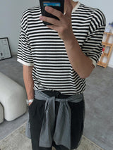ASCLO Alone Mini Border Short Sleeve Knit (5color)